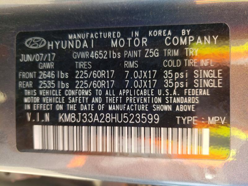 Продаж на аукціоні авто 2017 Hyundai Tucson, vin: KM8J33A28HU523599, номер лоту: 54106516