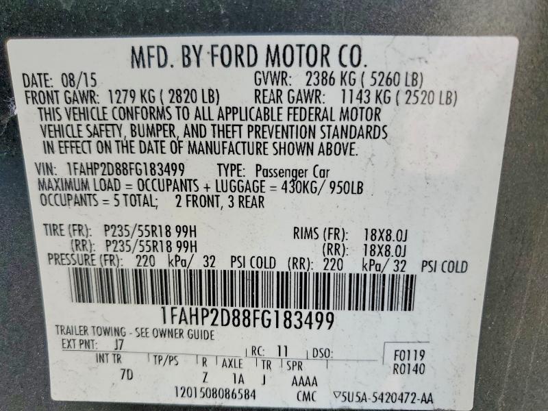 Aukcja sprzedaży 2015 Ford Taurus, vin: 1FAHP2D88FG183499, numer aukcji: 52473826