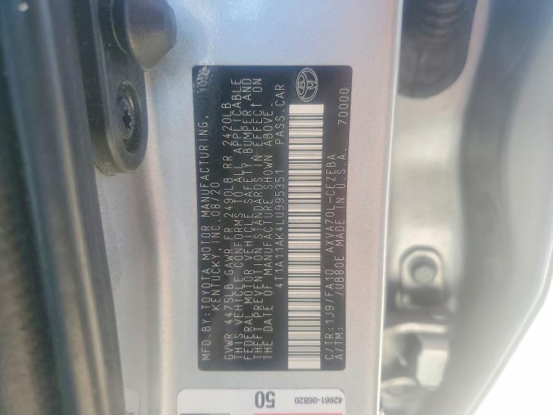 Продажа на аукционе авто 2020 Toyota Camry, vin: 4T1A11AK4LU995351, номер лота: 52194626