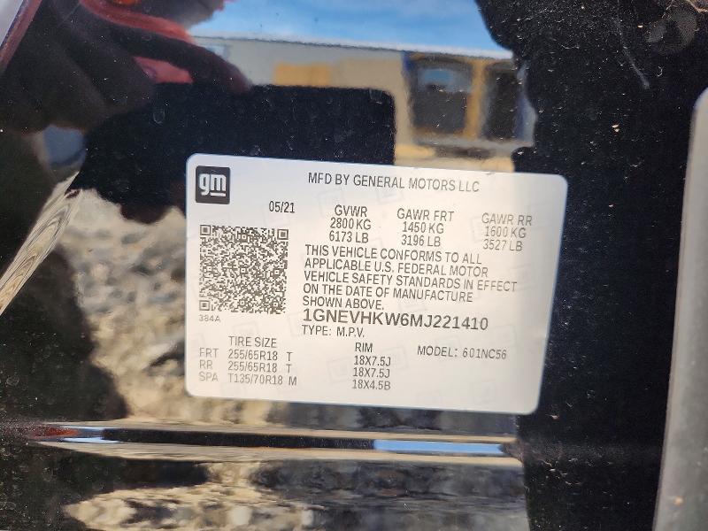 Продаж на аукціоні авто 2021 Chevrolet Traverse, vin: 1GNEVHKW6MJ221410, номер лоту: 52918126