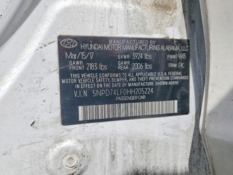 Aukcja sprzedaży 2017 Hyundai Elantra, vin: 5NPD74LF0HH205224, numer aukcji: 54464636