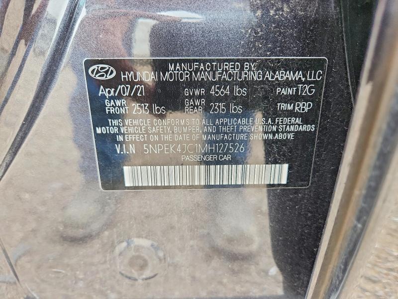Aukcja sprzedaży 2021 Hyundai Sonata, vin: 5NPEK4JC1MH127526, numer aukcji: 54958326