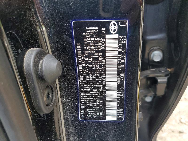 53724386 :رقم المزاد ، 5YFEPMAE1MP159883 vin ، 2021 Toyota Corolla مزاد بيع