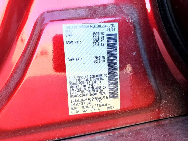 2014 Nissan Altima მანქანა იყიდება აუქციონზე, vin: 1N4AL3AP6EC269656, აუქციონის ნომერი: 52758566