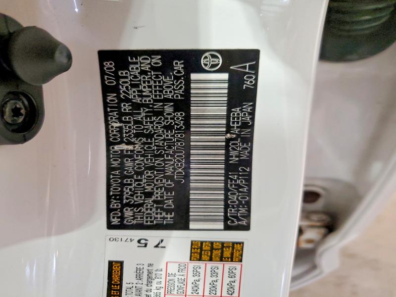 2008 Toyota Prius მანქანა იყიდება აუქციონზე, vin: JTDKB20U787813498, აუქციონის ნომერი: 54767406