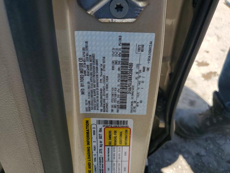 Aukcja sprzedaży 2019 Ford Fusion, vin: 3FA6P0LU8KR208480, numer aukcji: 55439476