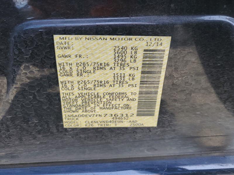 2015 Nissan Frontier მანქანა იყიდება აუქციონზე, vin: 1N6AD0EV7FN736312, აუქციონის ნომერი: 54523056