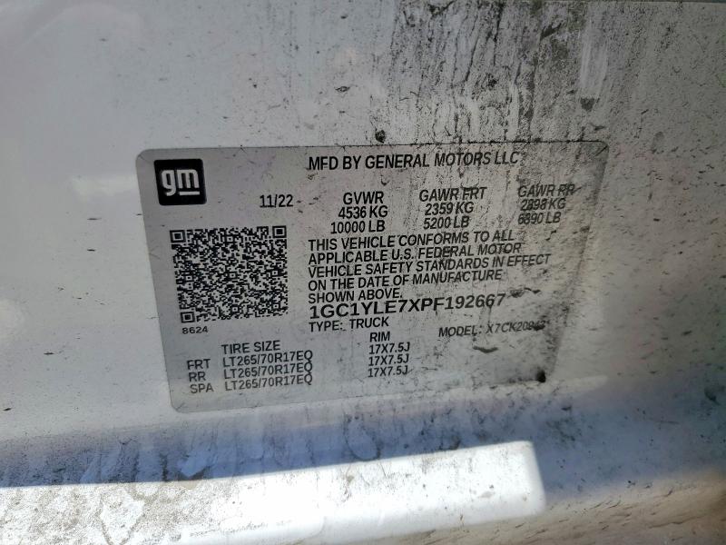 54326316 :رقم المزاد ، 1GC1YLE7XPF192667 vin ، 2023 Chevrolet Silverado مزاد بيع