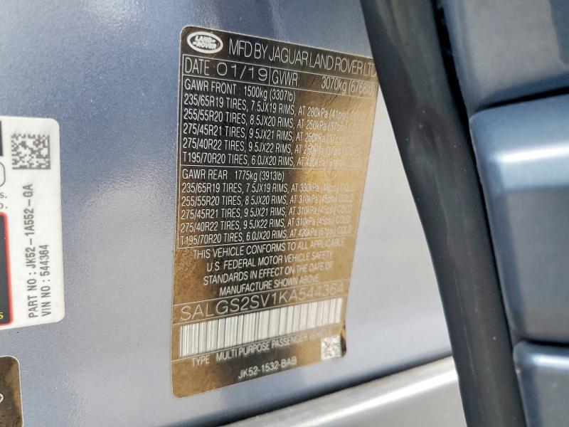 Aukcja sprzedaży 2019 Land Rover Range Rover, vin: SALGS2SV1KA544364, numer aukcji: 54897786