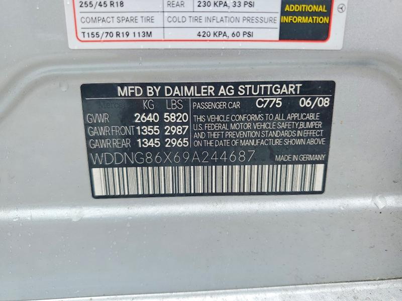 Продаж на аукціоні авто 2009 Mercedes-benz S, vin: WDDNG86X69A244687, номер лоту: 76191235