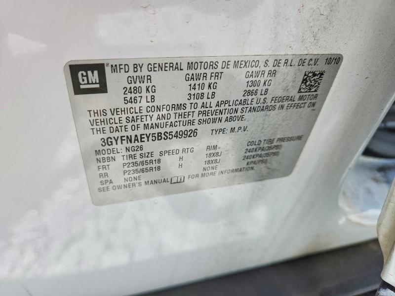 Aukcja sprzedaży 2011 Cadillac Srx, vin: 3GYFNAEY5BS549926, numer aukcji: 53027276