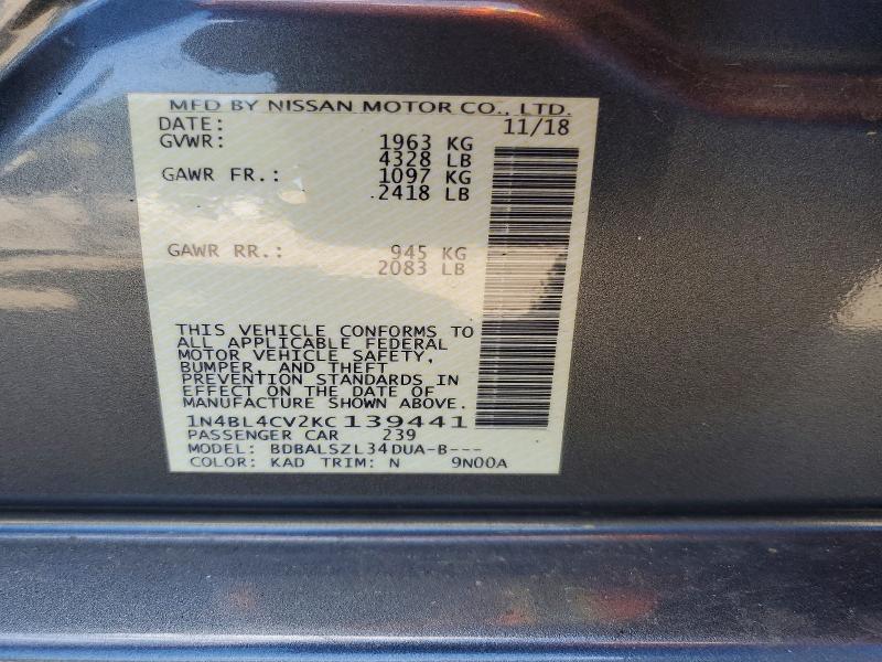 Продажа на аукционе авто 2019 Nissan Altima, vin: 1N4BL4CV2KC139441, номер лота: 53520256