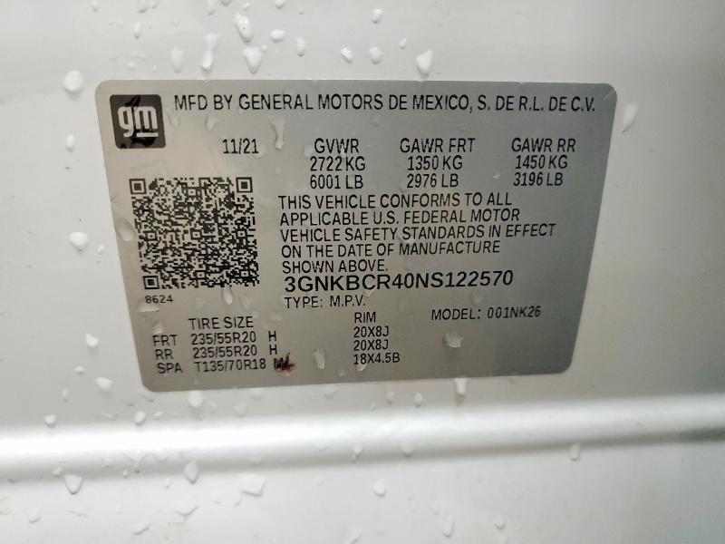 Продажа на аукционе авто 2022 Chevrolet Blazer, vin: 3GNKBCR40NS122570, номер лота: 51858416