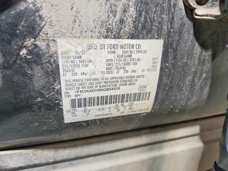 53620216 :رقم المزاد ، 1FMSK8DH9NGB54539 vin ، 2022 Ford Explorer مزاد بيع