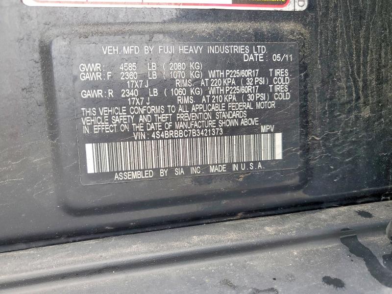 Продажа на аукционе авто 2011 Subaru Outback, vin: 4S4BRBBC7B3421373, номер лота: 53637346