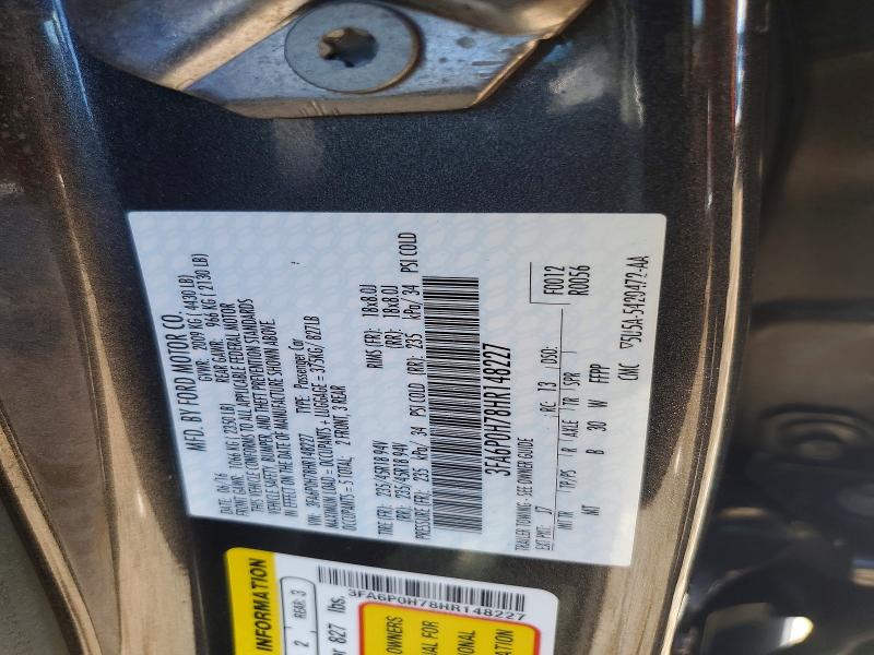 Aukcja sprzedaży 2017 Ford Fusion, vin: 3FA6P0H78HR148227, numer aukcji: 53663806