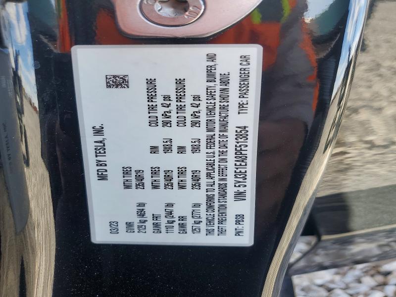2023 Tesla Model 3 მანქანა იყიდება აუქციონზე, vin: 5YJ3E1EA8PF513854, აუქციონის ნომერი: 53409686