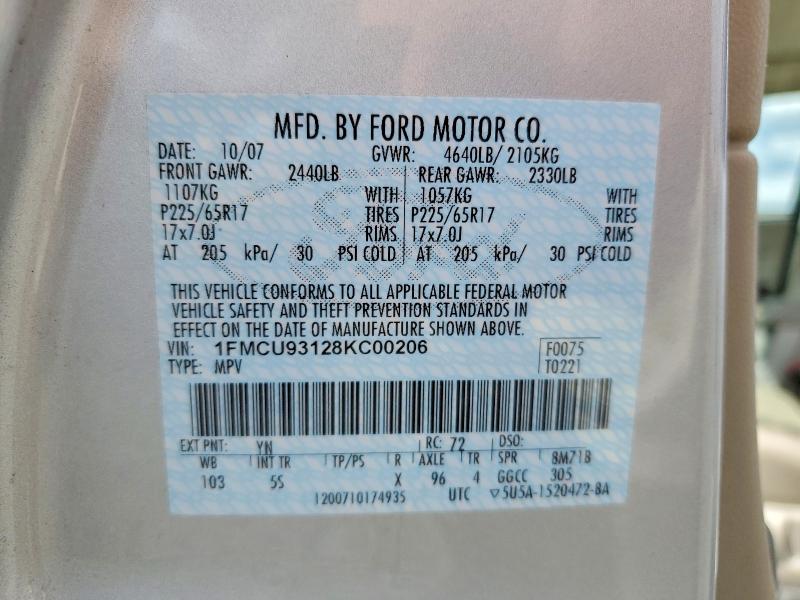 Продаж на аукціоні авто 2008 Ford Escape, vin: 1FMCU93128KC00206, номер лоту: 54528896