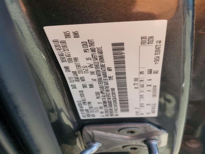 2016 Ford Escape მანქანა იყიდება აუქციონზე, vin: 1FMCU0GX6GUC00190, აუქციონის ნომერი: 54849726