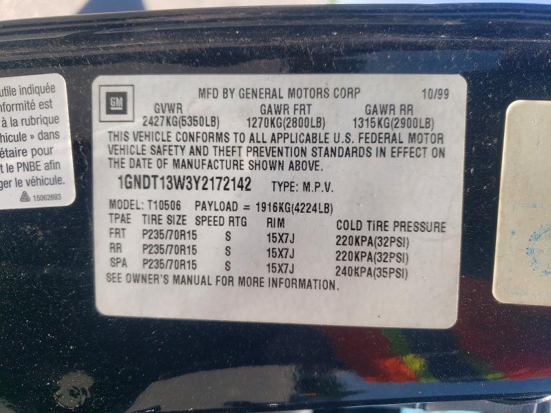 Продаж на аукціоні авто 2000 Chevrolet Blazer, vin: 1GNDT13W3Y2172142, номер лоту: 52082936