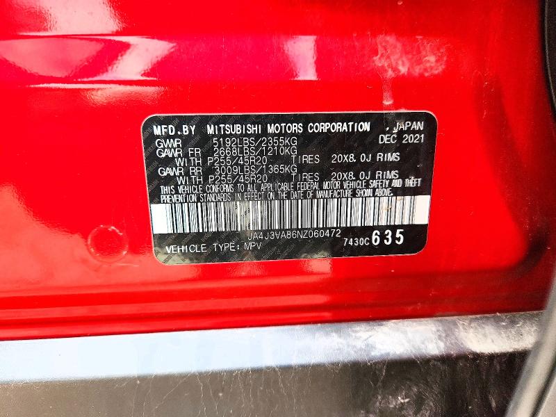 Aukcja sprzedaży 2022 Mitsubishi Outlander, vin: JA4J3VA86NZ060472, numer aukcji: 53241026
