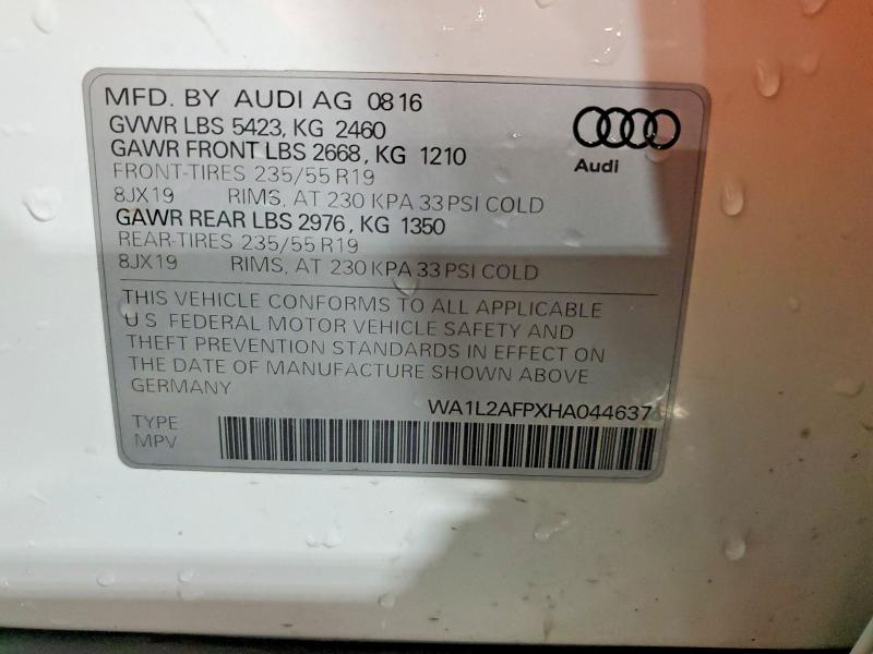 54733306 :رقم المزاد ، WA1L2AFPXHA044637 vin ، 2017 Audi Q5 مزاد بيع