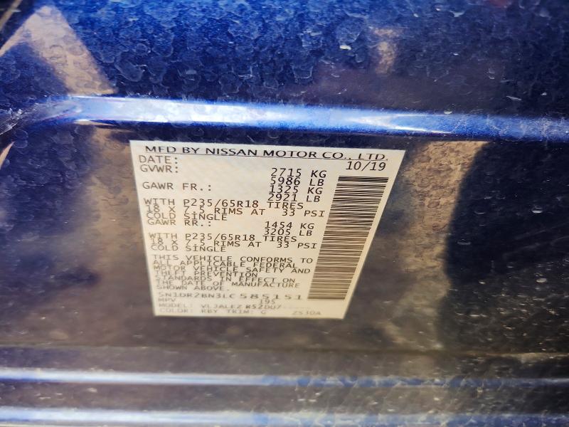 Продаж на аукціоні авто 2020 Nissan Pathfinder, vin: 5N1DR2BN3LC585151, номер лоту: 52163346