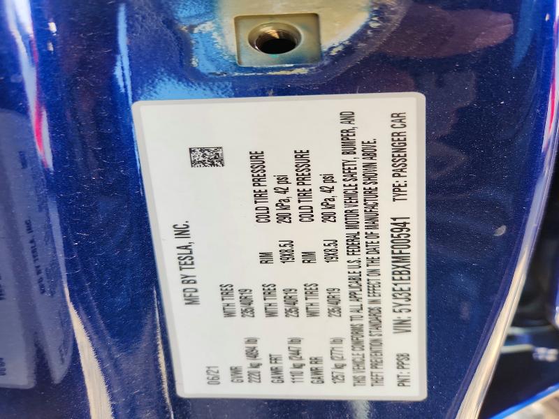 Продажа на аукционе авто 2021 Tesla Model 3, vin: 5YJ3E1EBXMF005941, номер лота: 54560926