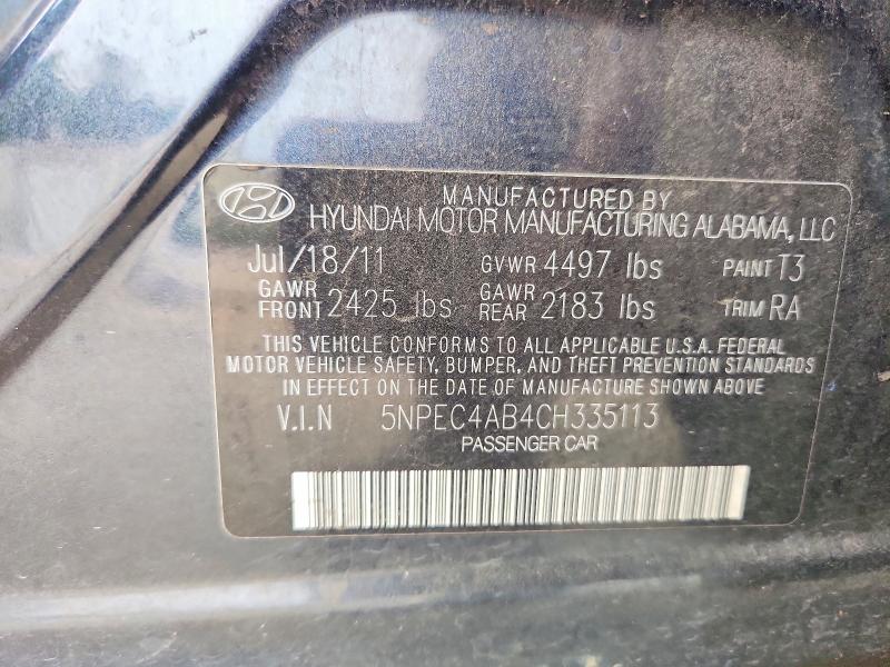 Продажа на аукционе авто 2012 Hyundai Sonata, vin: 5NPEC4AB4CH335113, номер лота: 52378686