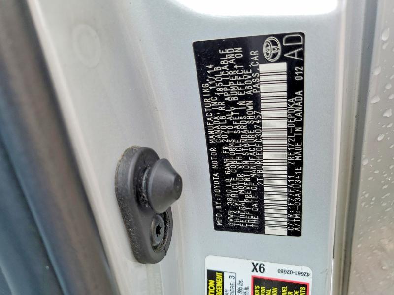 54469826 :رقم المزاد ، 2T1BURHE0FC307457 vin ، 2015 Toyota Corolla مزاد بيع