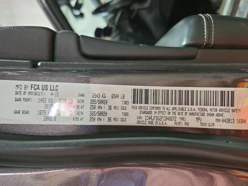Продажа на аукционе авто 2015 Jeep Grand Cherokee, vin: 1C4RJFBG2FC846672, номер лота: 52483296