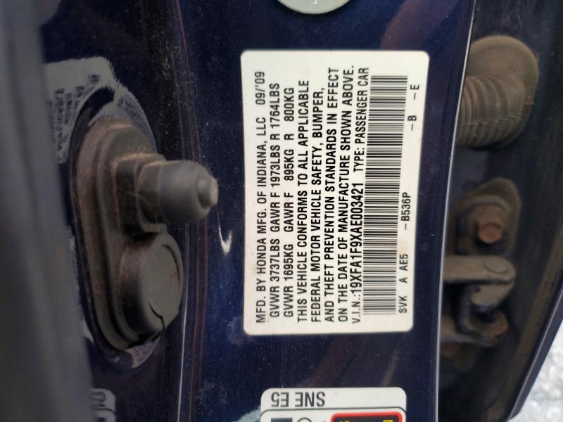 Продажа на аукционе авто 2010 Honda Civic, vin: 19XFA1F9XAE003421, номер лота: 53296916