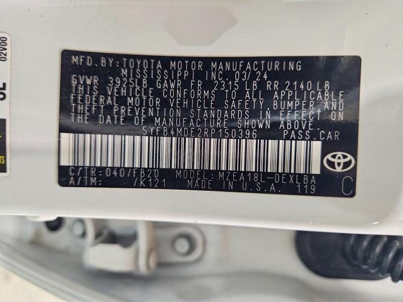 55369506 :رقم المزاد ، 5YFB4MDE2RP150396 vin ، 2024 Toyota Corolla مزاد بيع