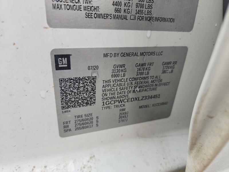 54836016 :رقم المزاد ، 1GCPWCEDXLZ334451 vin ، 2020 Chevrolet Silverado مزاد بيع
