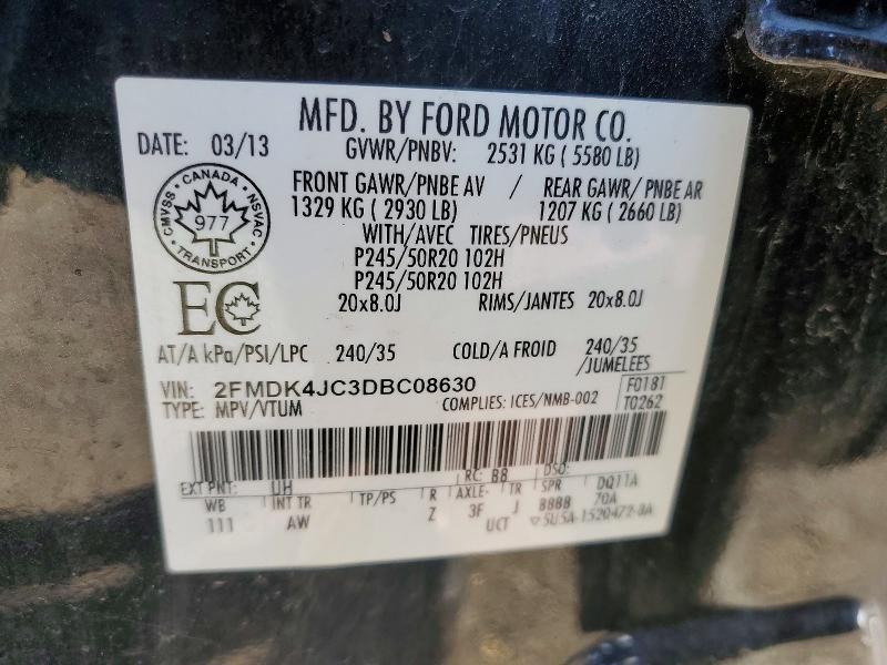 52158226 :رقم المزاد ، 2FMDK4JC3DBC08630 vin ، 2013 Ford Edge مزاد بيع