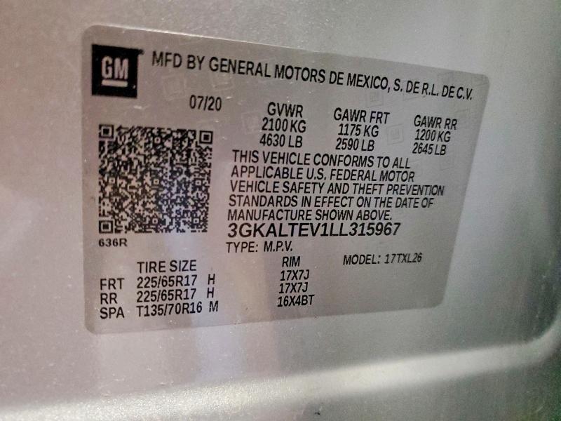 53473466 :رقم المزاد ، 3GKALTEV1LL315967 vin ، 2020 Gmc Terrain مزاد بيع