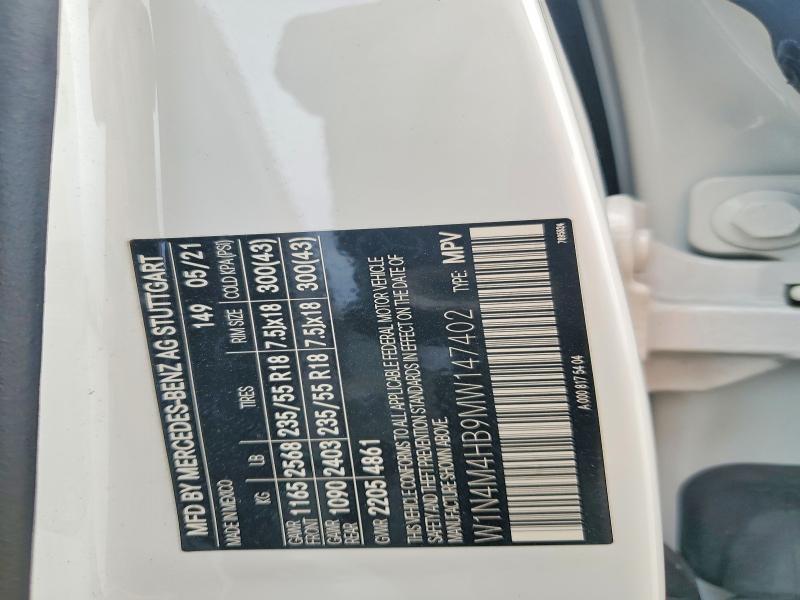 Aukcja sprzedaży 2021 Mercedes-benz Glb, vin: W1N4M4HB9MW147402, numer aukcji: 54417936