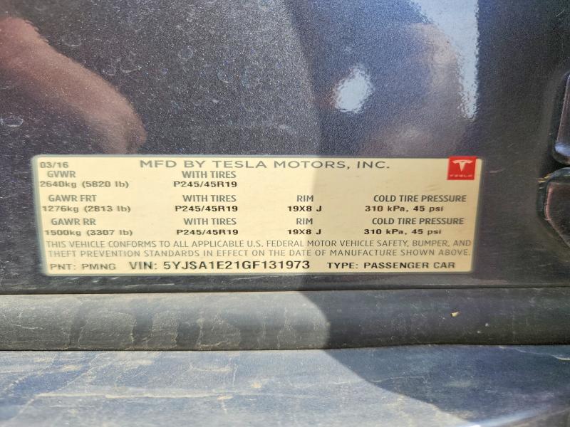 53249536 :رقم المزاد ، 5YJSA1E21GF131973 vin ، 2016 Tesla Model S مزاد بيع