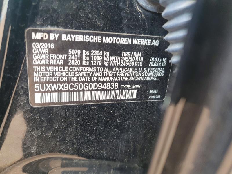 Aukcja sprzedaży 2016 Bmw X3, vin: 5UXWX9C50G0D94838, numer aukcji: 53818936