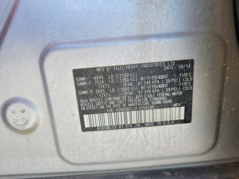 Aukcja sprzedaży 2015 Subaru Outback, vin: 4S4BSBCCXF3254208, numer aukcji: 55006876