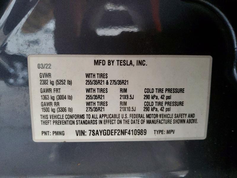 Продаж на аукціоні авто 2022 Tesla Model Y, vin: 7SAYGDEF2NF410989, номер лоту: 54264626