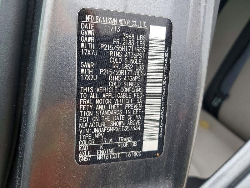 Aukcja sprzedaży 2014 Nissan Juke, vin: JN8AF5MRXET357334, numer aukcji: 52585076