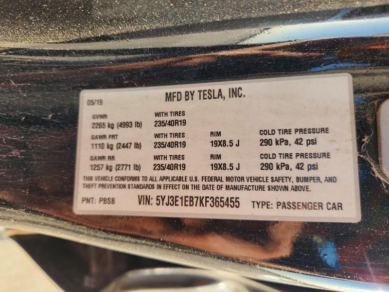 Aukcja sprzedaży 2019 Tesla Model 3, vin: 5YJ3E1EB7KF365455, numer aukcji: 55303126