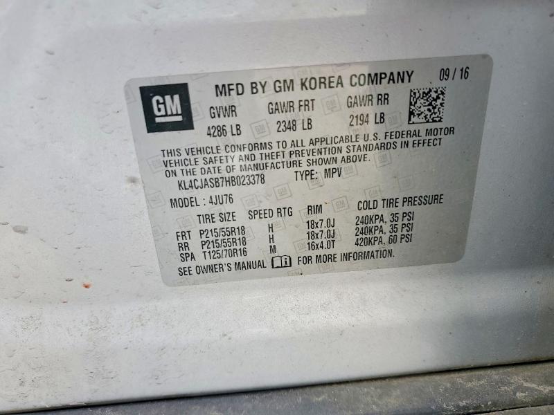 Продажа на аукционе авто 2017 Buick Encore, vin: KL4CJASB7HB023378, номер лота: 53794696