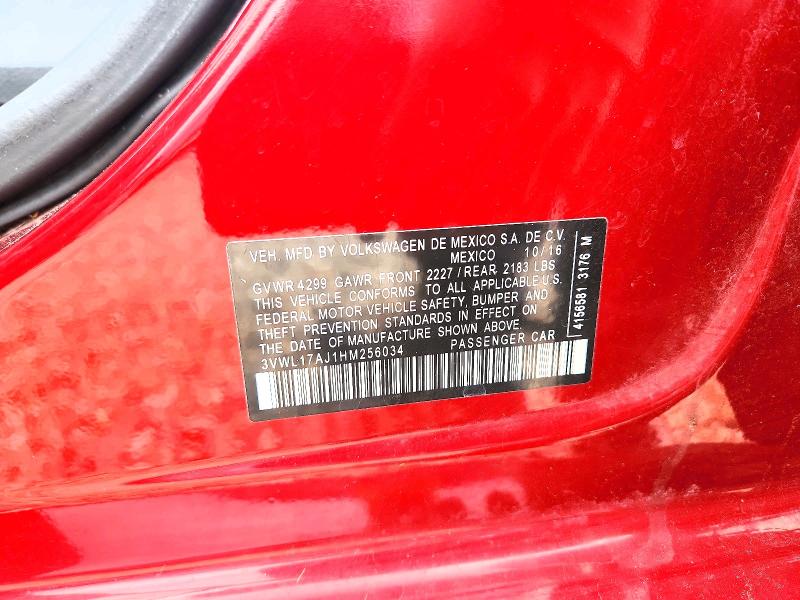 52541726 :رقم المزاد ، 3VWL17AJ1HM256034 vin ، 2017 Volkswagen Jetta مزاد بيع