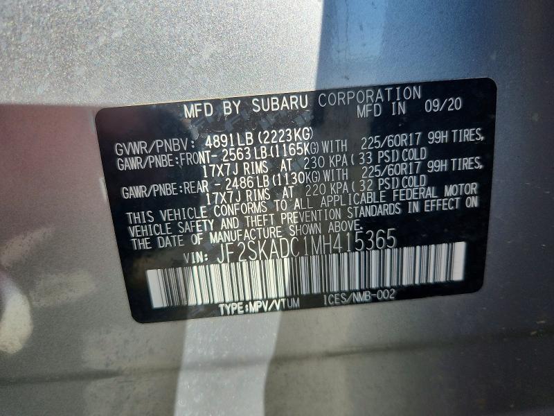 Продажа на аукционе авто 2021 Subaru Forester, vin: JF2SKADC1MH415365, номер лота: 52961806