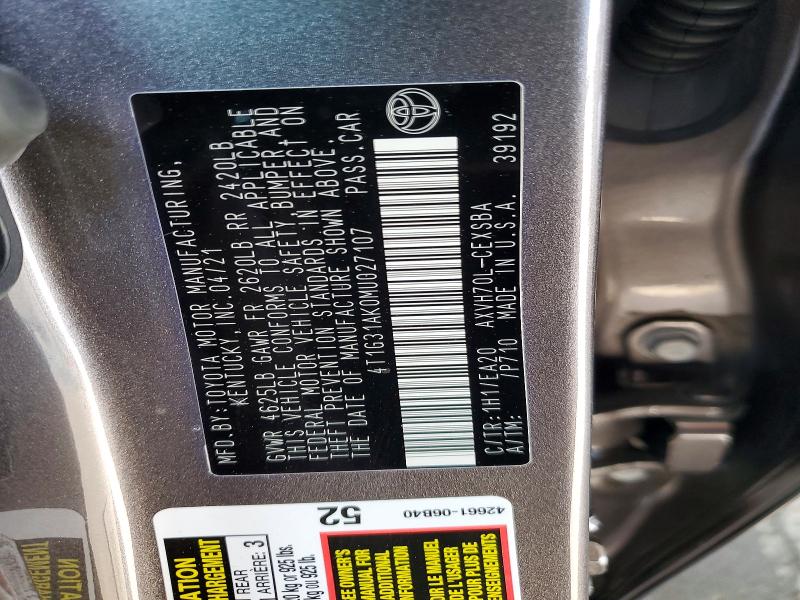 Aukcja sprzedaży 2021 Toyota Camry, vin: 4T1G31AK0MU027107, numer aukcji: 54468246