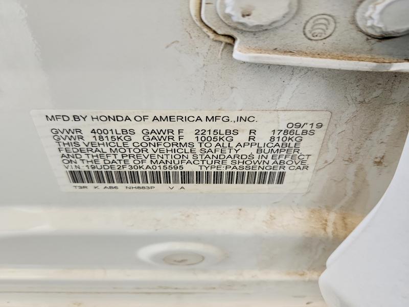 52708416 :رقم المزاد ، 19UDE2F30KA015595 vin ، 2019 Acura Ilx مزاد بيع