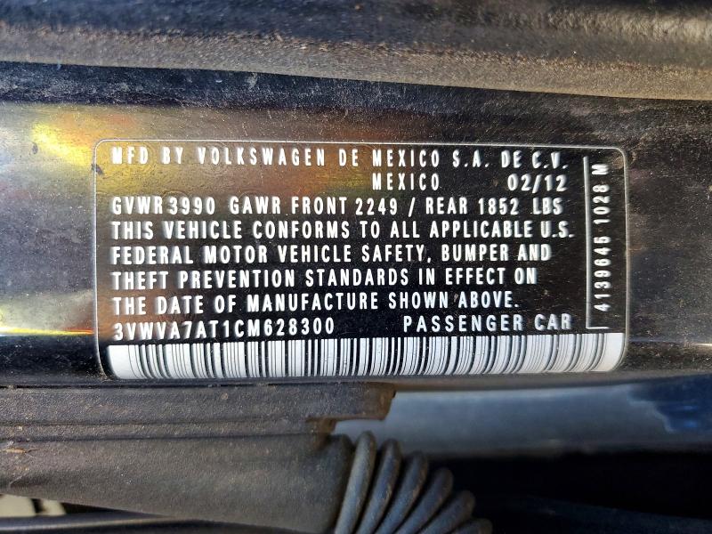 2012 Volkswagen Beetle მანქანა იყიდება აუქციონზე, vin: 3VWVA7AT1CM628300, აუქციონის ნომერი: 54472896