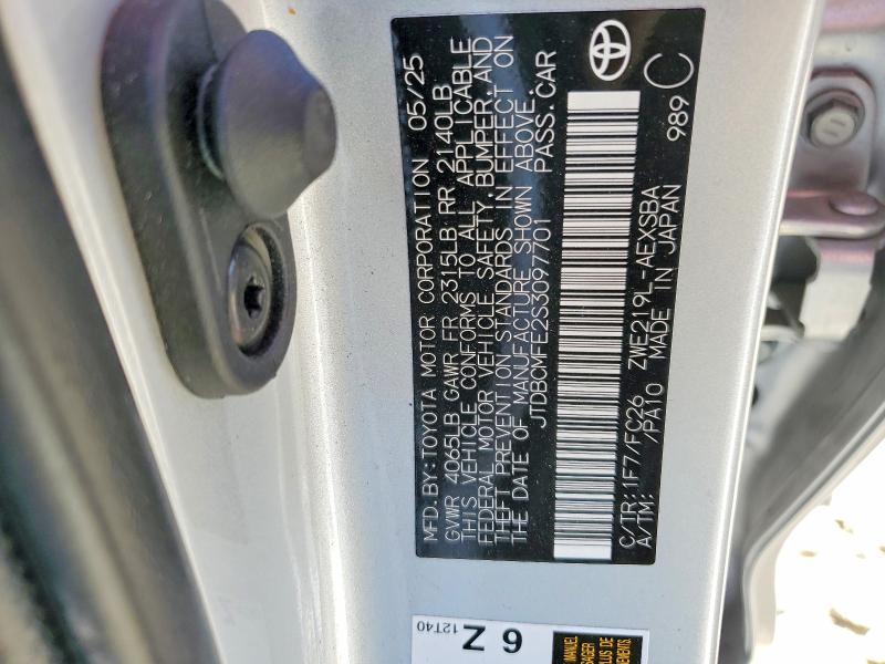 52783886 :رقم المزاد ، JTDBCMFE2S3097701 vin ، 2025 Toyota Corolla Hybrid مزاد بيع